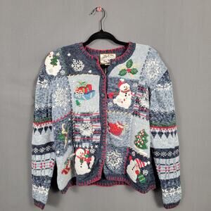 Vintage Heirloom Collectibles Womens M Christmas Sweater Snowman Applique